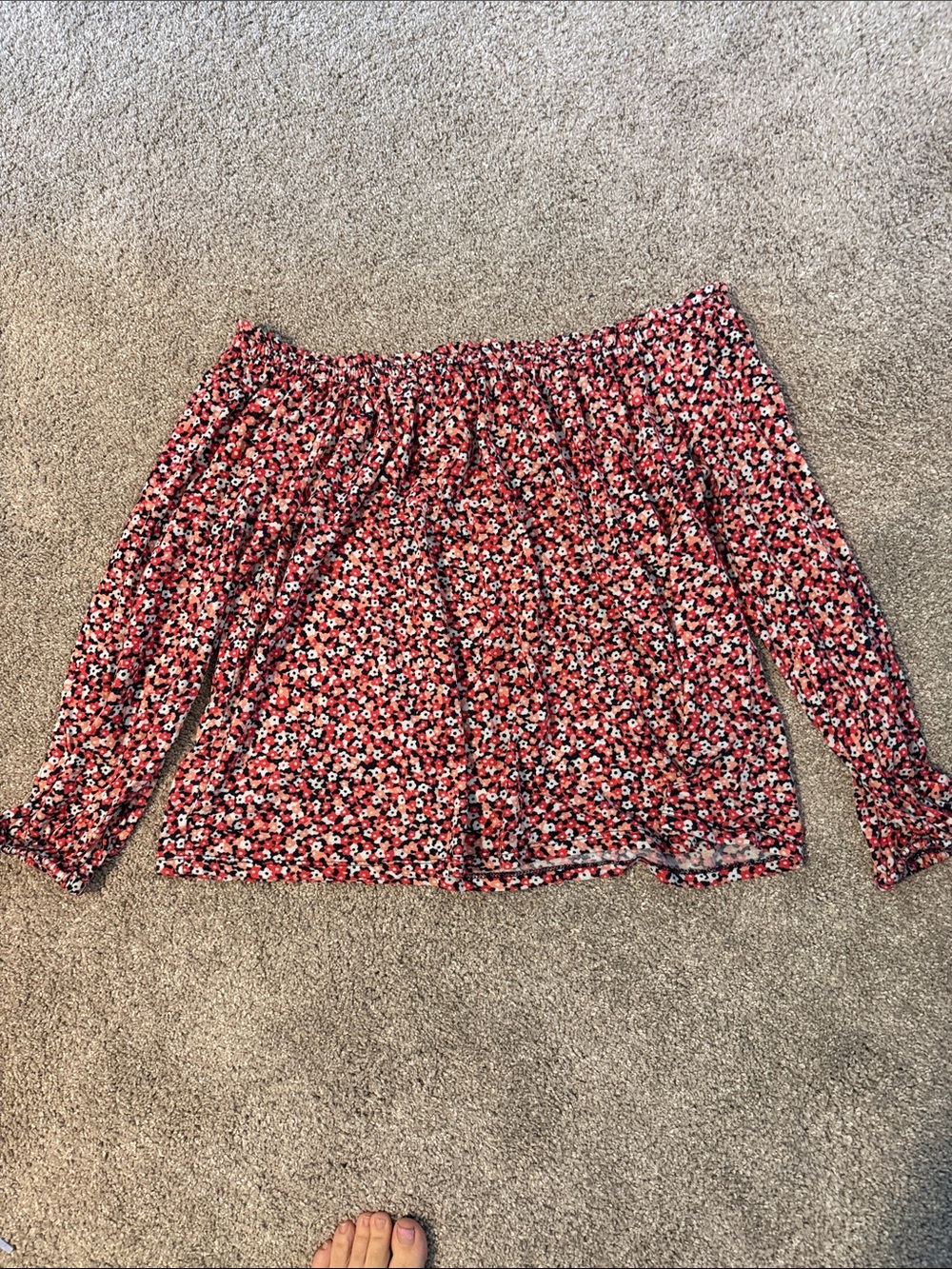 MICHAEL Michael Kors Red Floral Off-Shoulder Blouse